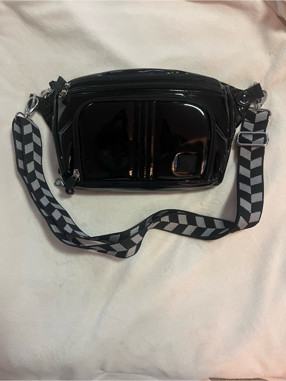 IHKWIP Confidence Anti-Theft Sling Crossbody Two Straps Patent Black